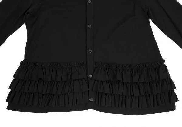 ノアール ケイ ニノミヤnoir kei ninomiya ウール裾フリル装飾ニットカーディガン 黒M K-112873_007