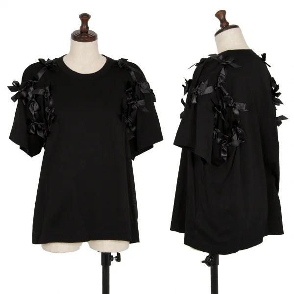 ノアール ケイ ニノミヤnoir kei ninomiya リボン装飾Tシャツ 黒M K-112876_001