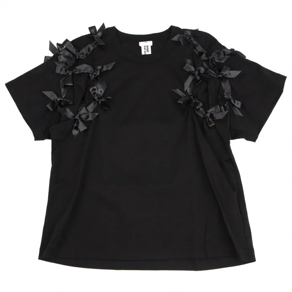 ノアール ケイ ニノミヤnoir kei ninomiya リボン装飾Tシャツ 黒M K-112876_002