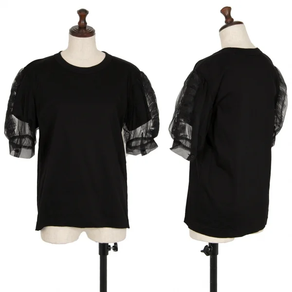ノアール ケイ ニノミヤnoir kei ninomiya メッシュレイヤードスリーブTシャツ 黒M K-112877_001