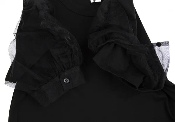 ノアール ケイ ニノミヤnoir kei ninomiya メッシュレイヤードスリーブTシャツ 黒M K-112877_005