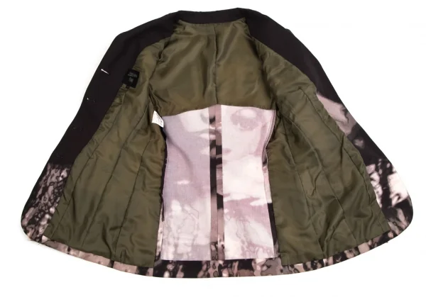 ジャンポールゴルチエ ファムJean Paul GAULTIER FEMME フェイスグラフィックプリントジャケット チャコール40 K-112893_013