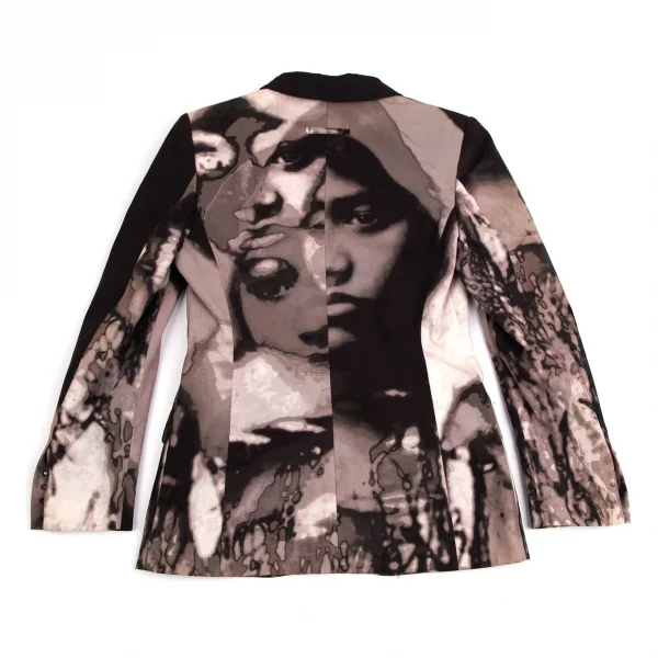 ジャンポールゴルチエ ファムJean Paul GAULTIER FEMME フェイスグラフィックプリントジャケット チャコール40 K-112893_014