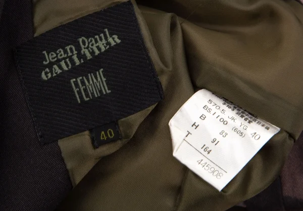 ジャンポールゴルチエ ファムJean Paul GAULTIER FEMME フェイスグラフィックプリントジャケット チャコール40 K-112893_019