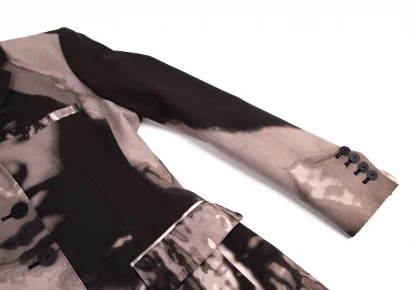 ジャンポールゴルチエ ファムJean Paul GAULTIER FEMME フェイスグラフィックプリントジャケット チャコール40 K-112893_006