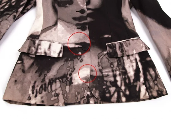 ジャンポールゴルチエ ファムJean Paul GAULTIER FEMME フェイスグラフィックプリントジャケット チャコール40 K-112893_009