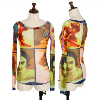 ジャンポールゴルチエ ソレイユJean Paul GAULTIER SOLEIL ポートレートプリントパワーネットカットソー マルチ