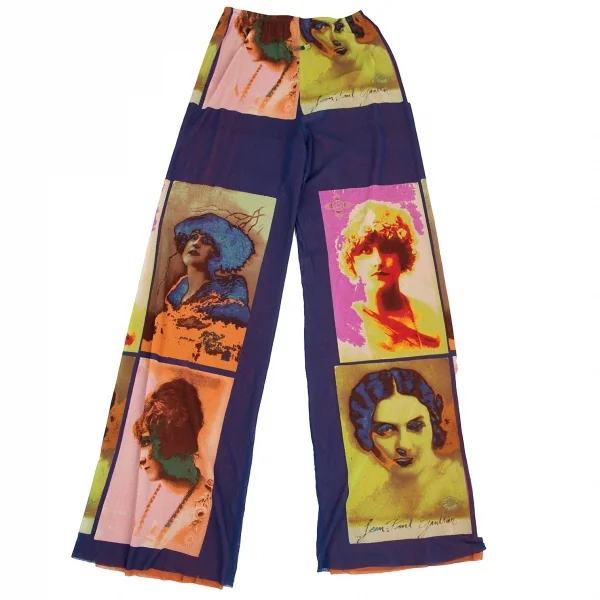 ジャンポールゴルチエ ソレイユJean Paul GAULTIER SOLEIL ポートレートプリントパワーネットワイドパンツ マルチXS K-112907_007