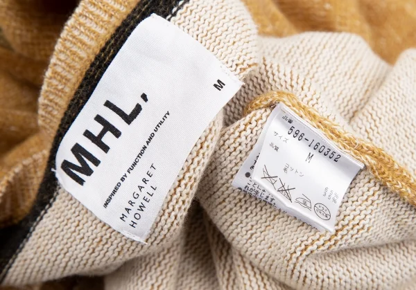 マーガレットハウエルMHL コットンウール袖ラインVネックニットセーター マスタードM K-112930_012