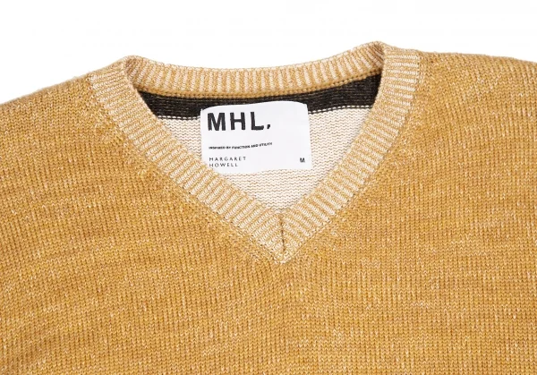 マーガレットハウエルMHL コットンウール袖ラインVネックニットセーター マスタードM K-112930_003