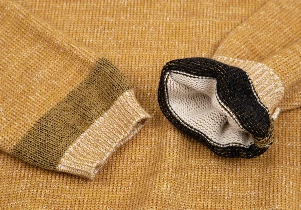 マーガレットハウエルMHL コットンウール袖ラインVネックニットセーター マスタードM K-112930_005