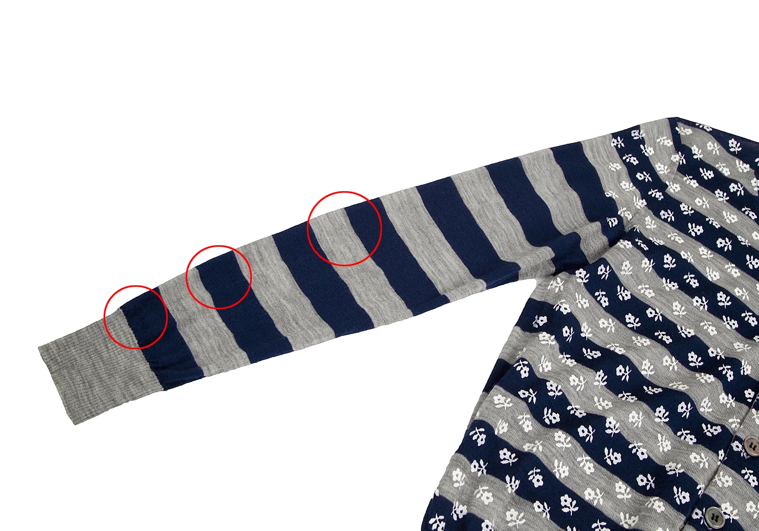 tricot COMME des GARCONS Floral Printed Stripe Cardigan Grey