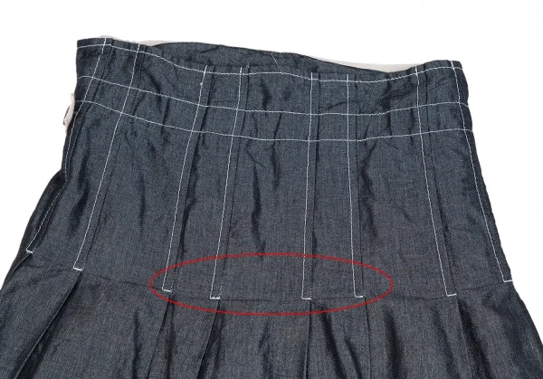 トリココムデギャルソンtricot COMME des GARCONS 製品洗いプリーツ切替ラップスカート インディゴS K-112940_013