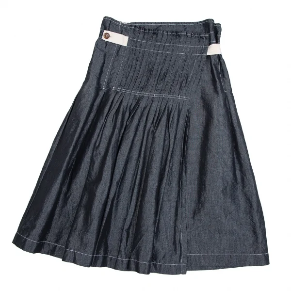 トリココムデギャルソンtricot COMME des GARCONS 製品洗いプリーツ切替ラップスカート インディゴS K-112940_002