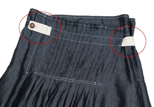 トリココムデギャルソンtricot COMME des GARCONS 製品洗いプリーツ切替ラップスカート インディゴS K-112940_003