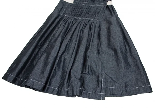 トリココムデギャルソンtricot COMME des GARCONS 製品洗いプリーツ切替ラップスカート インディゴS K-112940_006