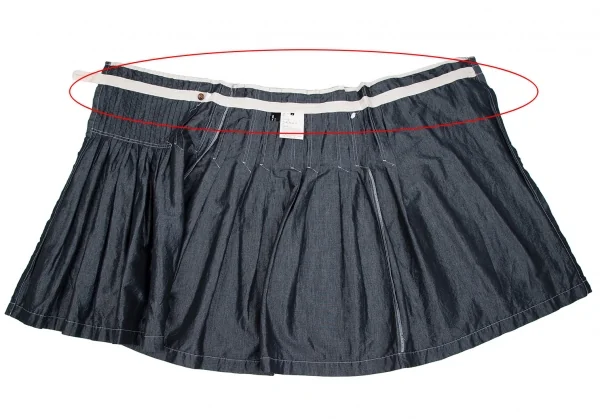 トリココムデギャルソンtricot COMME des GARCONS 製品洗いプリーツ切替ラップスカート インディゴS K-112940_009