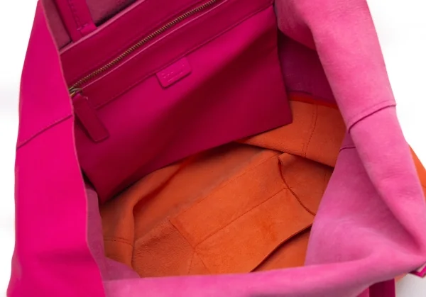セリーヌCELINE ホリゾンタルカババイカラートートバッグ ピンクオレンジ K-112952_011
