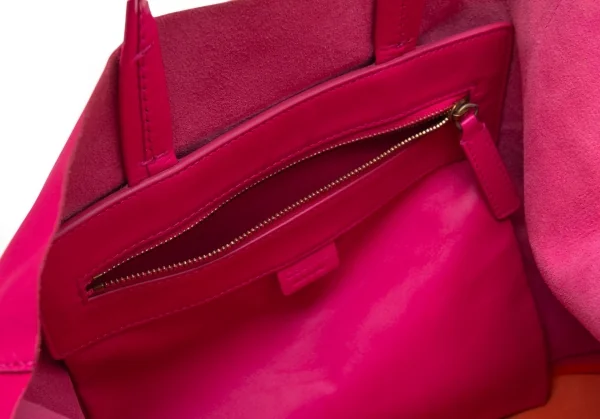 セリーヌCELINE ホリゾンタルカババイカラートートバッグ ピンクオレンジ K-112952_012