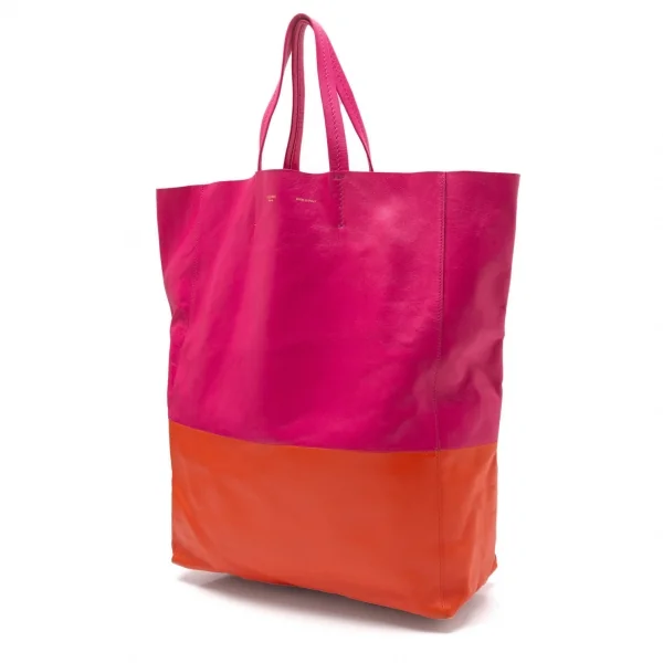 セリーヌCELINE ホリゾンタルカババイカラートートバッグ ピンクオレンジ K-112952_002