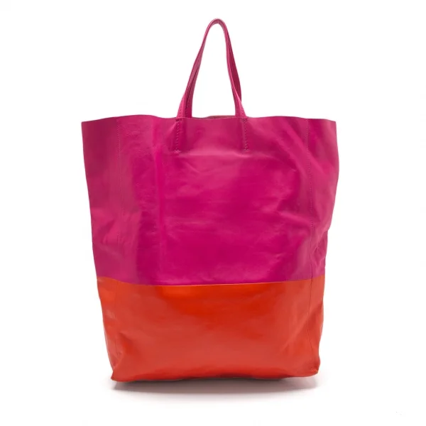 セリーヌCELINE ホリゾンタルカババイカラートートバッグ ピンクオレンジ K-112952_005