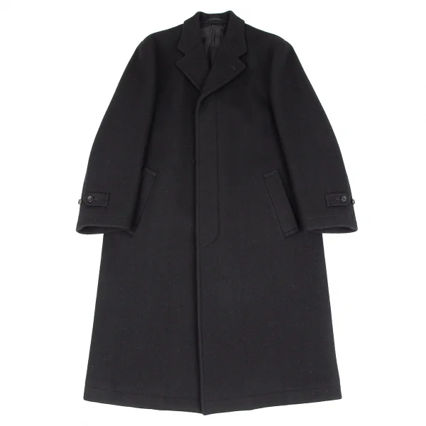 コムデギャルソン オムCOMME des GARCONS HOMME メルトンウールフライフロントロングコート 黒M K-112957_001
