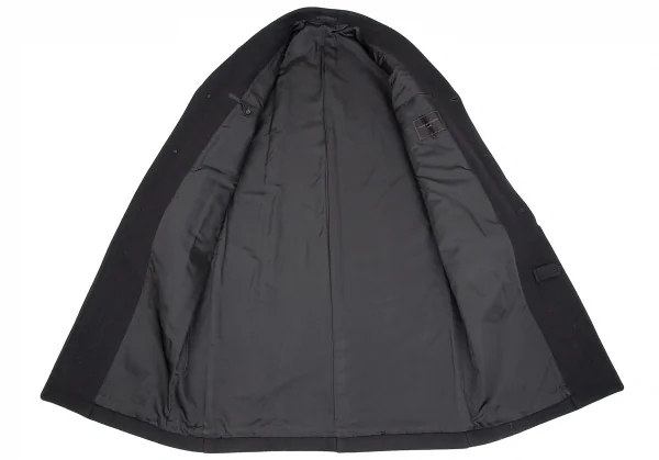 コムデギャルソン オムCOMME des GARCONS HOMME メルトンウールフライフロントロングコート 黒M K-112957_011