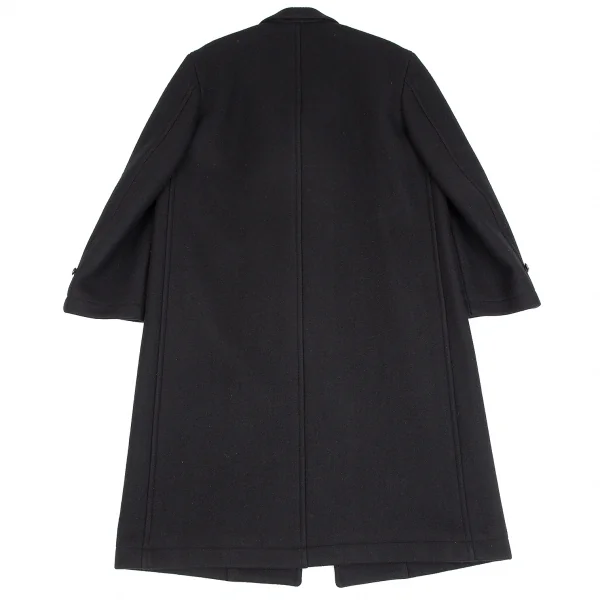 コムデギャルソン オムCOMME des GARCONS HOMME メルトンウールフライフロントロングコート 黒M K-112957_012