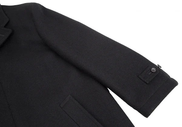コムデギャルソン オムCOMME des GARCONS HOMME メルトンウールフライフロントロングコート 黒M K-112957_004