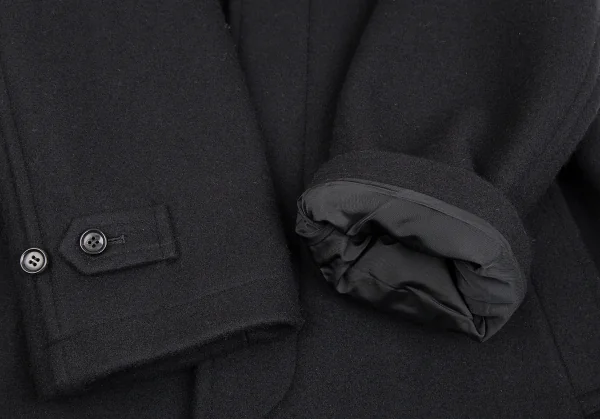 コムデギャルソン オムCOMME des GARCONS HOMME メルトンウールフライフロントロングコート 黒M K-112957_005