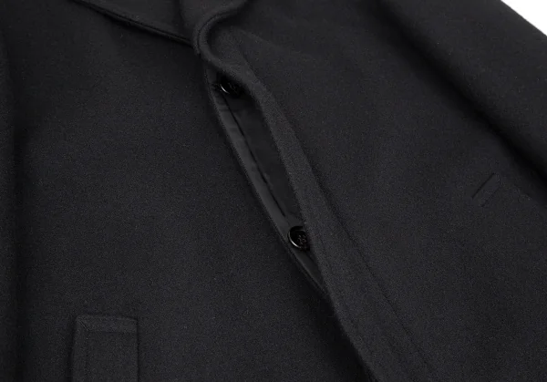コムデギャルソン オムCOMME des GARCONS HOMME メルトンウールフライフロントロングコート 黒M K-112957_006
