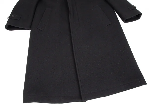 コムデギャルソン オムCOMME des GARCONS HOMME メルトンウールフライフロントロングコート 黒M K-112957_008