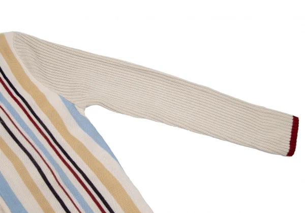 クリスチャンディオール ブティックChristian Dior BOUTIQUE 襟ファーマルチストライプジップアップニットジャケット クリームマルチ40 K-112962_005