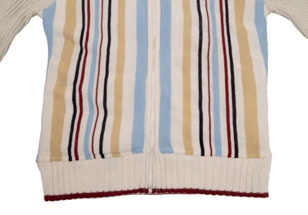 クリスチャンディオール ブティックChristian Dior BOUTIQUE 襟ファーマルチストライプジップアップニットジャケット クリームマルチ40 K-112962_007