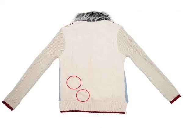 クリスチャンディオール ブティックChristian Dior BOUTIQUE 襟ファーマルチストライプジップアップニットジャケット クリームマルチ40 K-112962_009