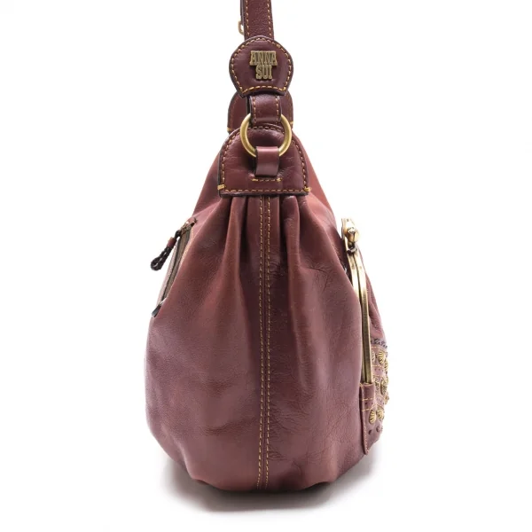 アナスイANNA SUI スタッズがま口レザーショルダーバッグ 茶 K-112966_011