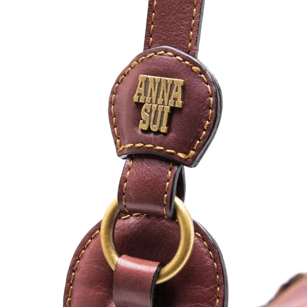 アナスイANNA SUI スタッズがま口レザーショルダーバッグ 茶 K-112966_012