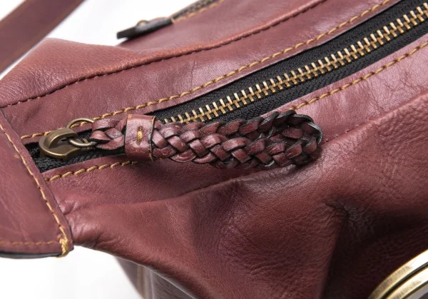 アナスイANNA SUI スタッズがま口レザーショルダーバッグ 茶 K-112966_015