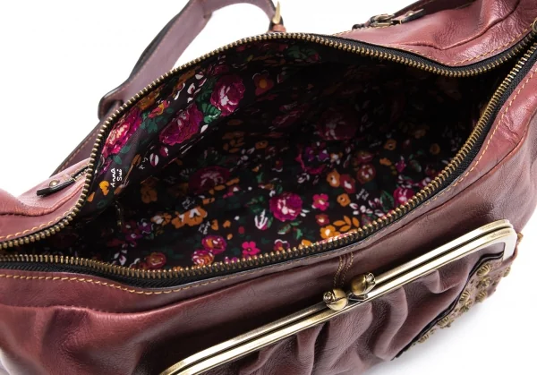 アナスイANNA SUI スタッズがま口レザーショルダーバッグ 茶 K-112966_016