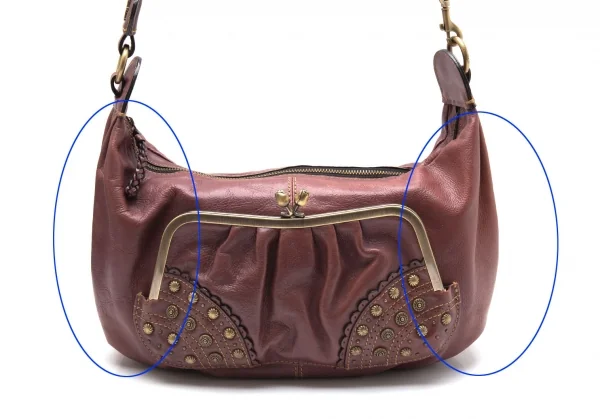 アナスイANNA SUI スタッズがま口レザーショルダーバッグ 茶 K-112966_002