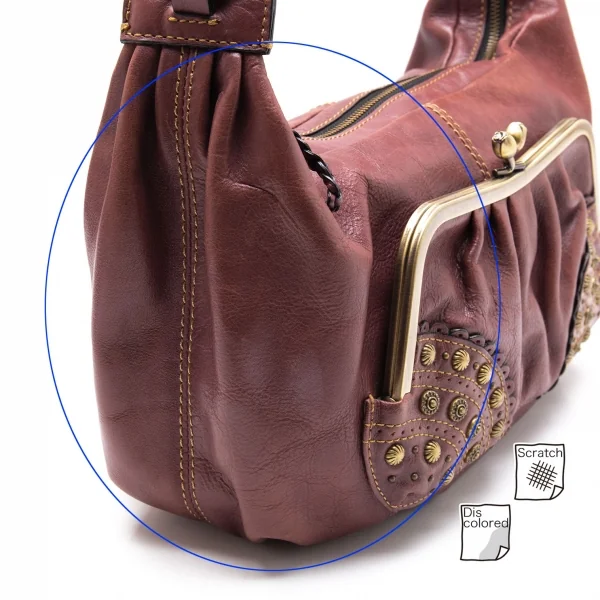 アナスイANNA SUI スタッズがま口レザーショルダーバッグ 茶 K-112966_004