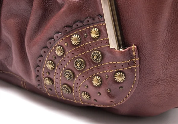 アナスイANNA SUI スタッズがま口レザーショルダーバッグ 茶 K-112966_006