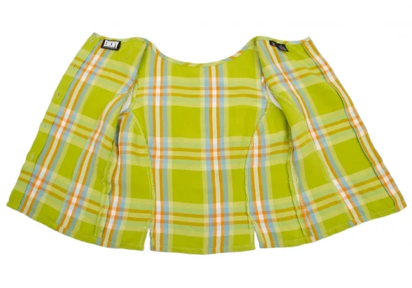 ダナキャランDKNY ウールバックボタンノースリーブトップス 黄緑4 K-112972_010