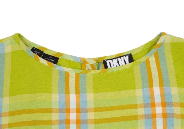 ダナキャランDKNY ウールバックボタンノースリーブトップス 黄緑4 K-112972_003