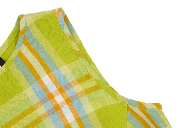 ダナキャランDKNY ウールバックボタンノースリーブトップス 黄緑4 K-112972_004