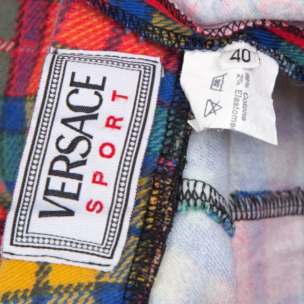 VERSACE SPORT Hem Zip Check Sideline Leggings Skinny Pants K-112976_010