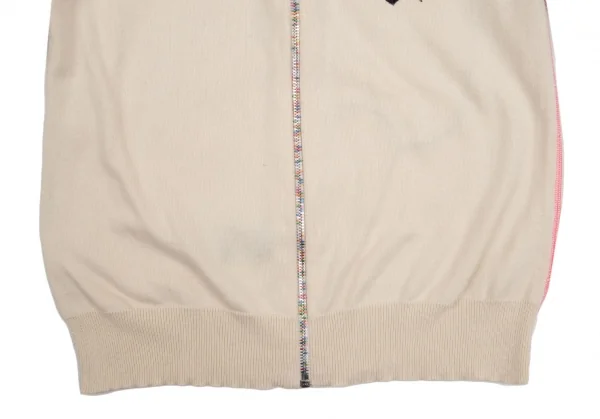ポールスミス ピンクPaul Smith PINK コットン刺繍デザインカラフルジップニットセーター クリームM K-112977_012