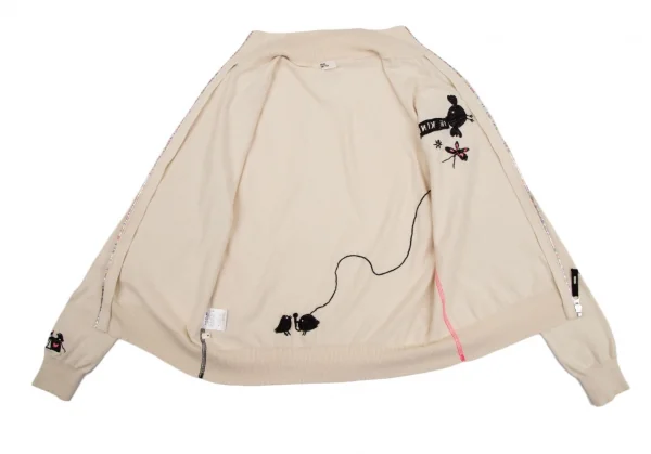 ポールスミス ピンクPaul Smith PINK コットン刺繍デザインカラフルジップニットセーター クリームM K-112977_014