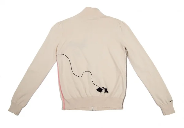 ポールスミス ピンクPaul Smith PINK コットン刺繍デザインカラフルジップニットセーター クリームM K-112977_015