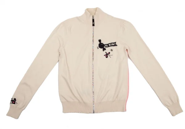 ポールスミス ピンクPaul Smith PINK コットン刺繍デザインカラフルジップニットセーター クリームM K-112977_002